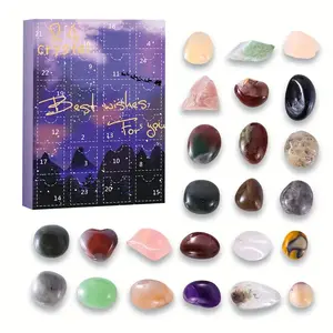 Christmas Stone Arrival Calendar Mystery Box, Bohemian Classic Style Holiday Gift Set, 24 Unique Stones, Daily Study Series