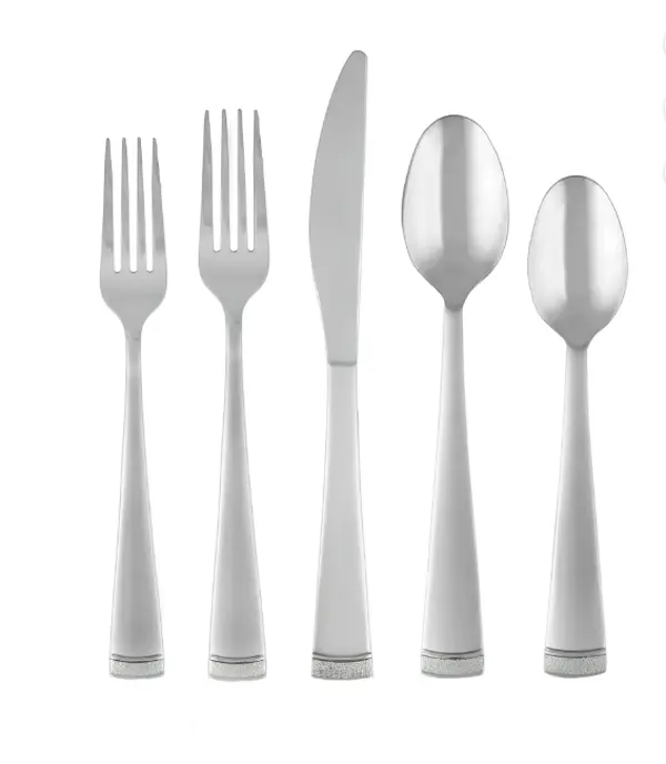 Cambridge Gratitude Sand 45-Piece Stainless Steel Flatware Set with Chrome Buffet (Service for 8)