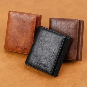 Men’s RFID Protected Trifold Wallet - Genuine Cowhide Leather Dual ID & Card Slots