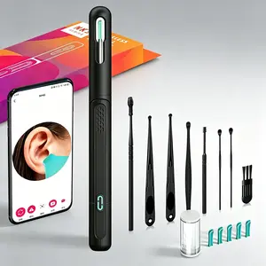 1080P HD Wireless Ear Wax Removal Tool Kit with Camera - WiFi Visual Otoscope Ear Cleaner with LED Light, 8 Multi-Functional Replacement Tips, and APP Compatibility for iPhone & Android, Safe Earwax Remover for Adults, Kids & Pets