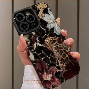 Vintage Leopard Cherry Design Shockproof Ultra-Thin Phone Case Phone Protective Cover for iPhone 17/16/15/14/13/12/11/plus/pro Max, Dust-Proof Gift Idea