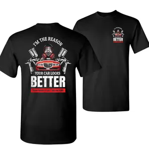 Auto Body Painter Shirt, Spray Gun and Mask Design with Red Sports Car Graphic, I'm The Reason Your Car Looks Better Tee for Detailers and Paint Pros