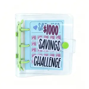 Mini Green $1000 Savings Challenge Budget Binder with Cash Stuffing Envelopes, Portable Personal Finance Planner for Anytime-Anywhere Deposit & Beginners
