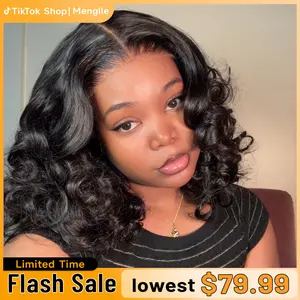 [New In 7x6 Wig] Menglle Hair 250% Density Ready to Go Glueless Bouncy Wave 7x6 Pre Cut Lace Front Wig Spiral Curl Human Hair Wigs With Middle Part##Summervibes