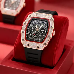 Men's Luxury barrel-shaped watch​ Rhinestone Embellished Watch IncludedFashion Timeless ClassicWatch Flash Sale -Fashionable itis elegant, Water-Resistant Watch – Perfect for Any Occasion​ durable, and the perfect choice foreverydaywear. with Gift Box