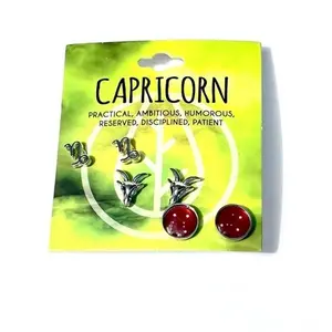 Capricorn Zodiac Horoscope Three Pairs of Earrings Practical Ambitious Humorous Reserved Disciplined Patient