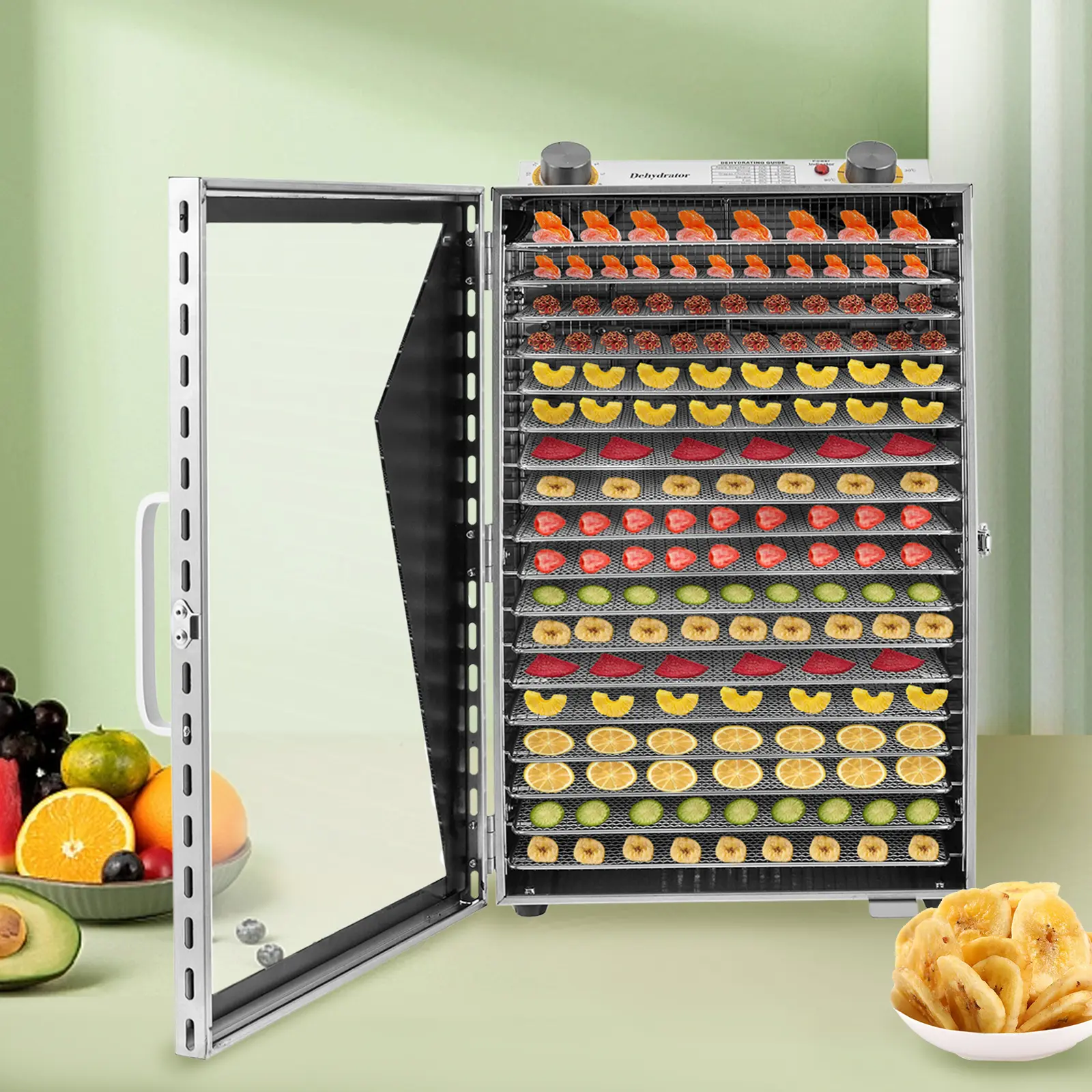 Food Dehydrator For Fruit 18 Trays Deshidratador De Alimentos Home Use 600W with 18 Removable Trays for Efficient Drying