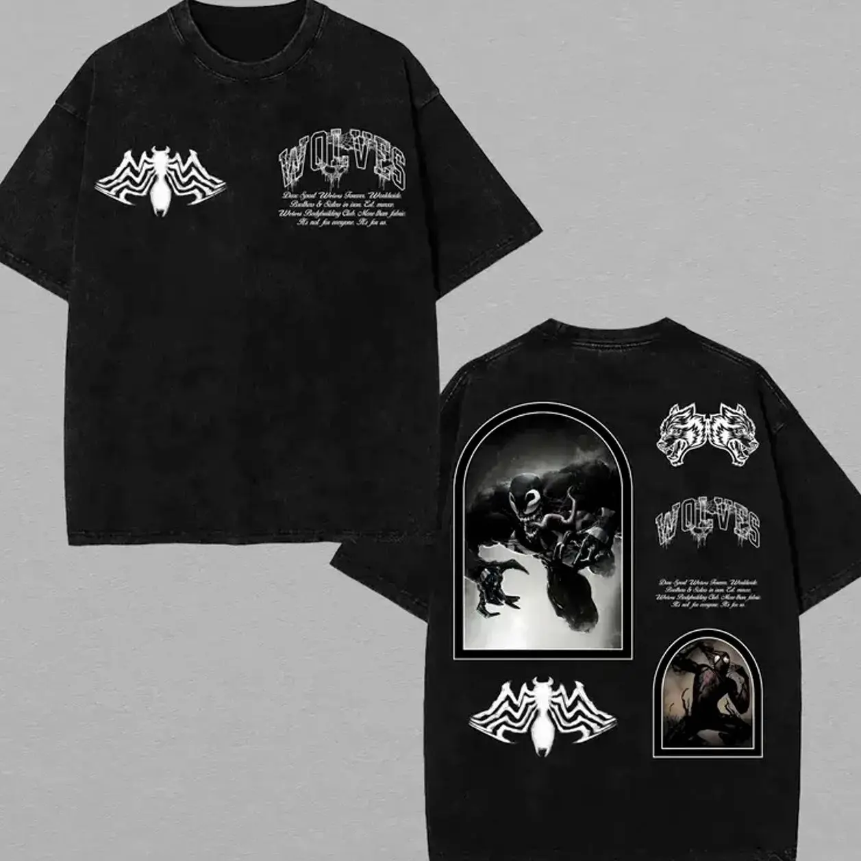 [Spider Wear] Darcsport Symbiote Oversized Gym Washed Tee,Gym tshirt Gothic Warrior Print with Vintage Fade, Brotherhood Statement Piece for Mental Reps – Heavyweight Gym Top, Gift for Gymer, Summer Wear – For Weargraphic tees vacation outfits HAO