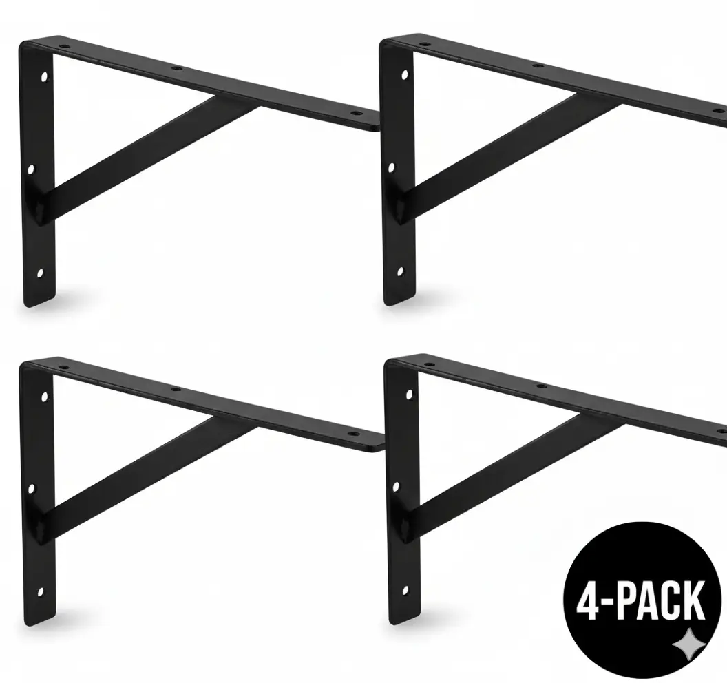 4-Case Pack Super-Duty Steel L-Brackets – 1200 lbs Capacity for Heavy-Duty Shelving & Workstations