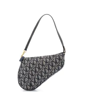 Pre-owned Dior Canvas Plain Clutches & Wristlets Christian Vintage Saddle Bag Diorissimo Canvas Mini by Rebag