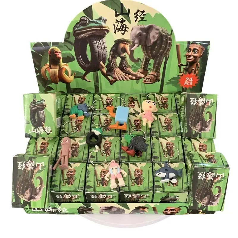 24Pcs Tung Tung Tung Sahur Blind Box  Key Chain Pendant Figure Trallelo Tralala Statue Shark Lirili Larila Toys Gift