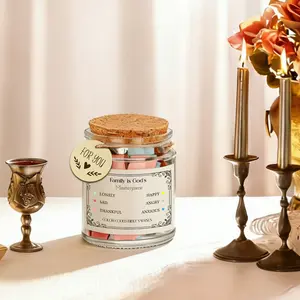 1Set Family Themed Emotional Bible Prayer Jar, Complete Set with Glass Cork Jar & Color Coded Bible Verse Strips, Religious Faith Gift Set for Family, Housewarming, Baptism, Confirmation, Spiritual Keepsake Decor Storage Jar
