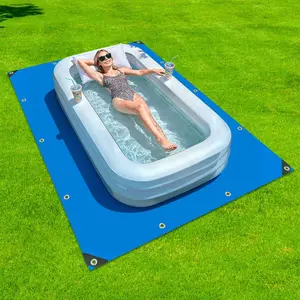 Protection Tarp for Inflatable Tanning Pool Lounger Float, 6 in 1 Pool Liner Pad for Adult Pool Floats, Suntan Tub Float Mat for Sunbathing Water Bed Lounge