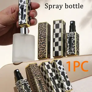 1pc 5ml Textured Leopard Print Square Perfume Refill Bottles, Portable Travel Bottom Direct Filling Perfume Bottles,  Square Portioning Bottle, Spray Bottle.Reusable. Liquid Separation Bottles, With Various Textures To Choose From, Diverse Styles, Separat