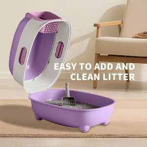 Top Entry Cat Litter Box – Space-Saving Vertical Design with Advanced Litter Trapping System, Multi-Cat Efficiency & Splash-Proof Lid for Compact Homes
