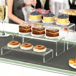 3pcs Acrylic Layered Display Rack, U-Shaped Organizer for Cosmetics Jewelry Shoes, Multi-Layer Staircase Stand, Baking Makeup Holder, Display Risers Stand