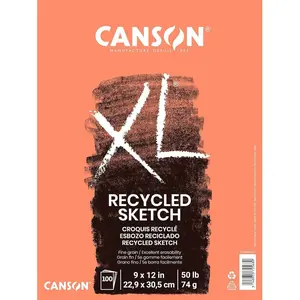 XL Series Sketchbook, Recycled, Foldover Pad, 9x12 inches, 100 Sheets (50lb/74g) - Artist Paper for Adults and Students - Graphite, Charcoal, Pencil, Colored Pencil