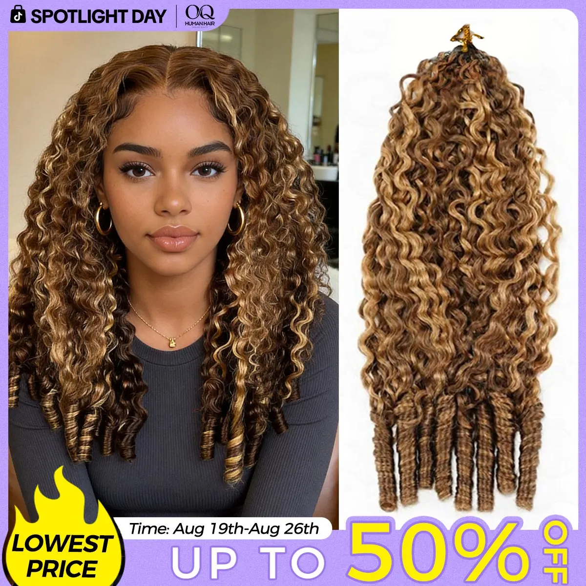 OQ HAIR Highlight 4/27 Burmese Curly Crochet Human Hair With Miracle Knots Boho Braids Time-Saving Wear #SohoChic #TikTokShopBackToSchool