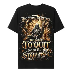 Chaosmoda Generation X Too Young To Retire Too Broke To Quit Too Fat To Strip Custom Year Skull T-shirt