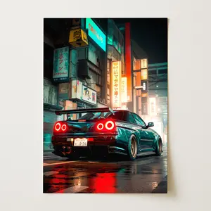 Nissan Skyline Poster | Tokyo Drift Car Wall Art | JDM Japanese Car Print