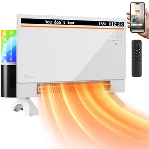 Electric Space Heater for Bedroom 1500W, 120° Vertical Oscillation, Adjustable Thermostat, Remote Control, 24H Timer, Easy-Mount Heater for Indoor Use, Works with Alexa,listen to music Ambient Light，Smart