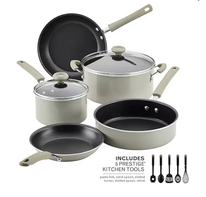 Farberware DuraStrong 12 Pc Cooking Set, Aluminum Nonstick Kitchen Cookware, Pots and Pans, Fry Pan Set, Saucepan, Stock Pot, Premium Cookware, Home Kitchen, Easy Cleanup, Family Cooking