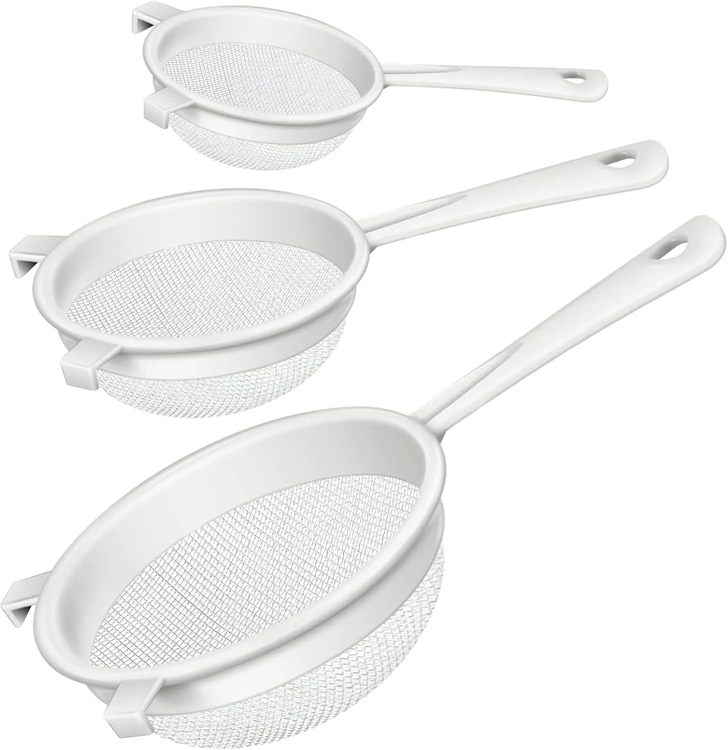 3 count Plastic Nylon Mesh Strainer Colander with Handle Double Ear Fine  Mesh Strainer Flour Sifter for Baking Kitchen Colander Sifter Kefir  Juice Pasta(3 Inch, 5 Inch, 7 Inch)