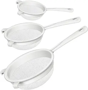 3 count Plastic Nylon Mesh Strainer Colander with Handle Double Ear Fine  Mesh Strainer Flour Sifter for Baking Kitchen Colander Sifter Kefir  Juice Pasta(3 Inch, 5 Inch, 7 Inch)