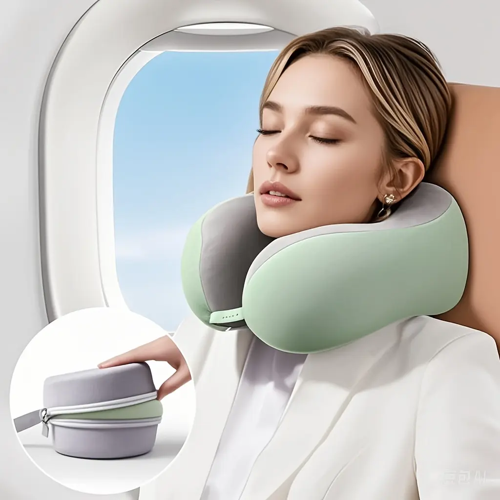 Memory Foam Travel Pillow U-Shaped Neck Pillow Nap Neck Pillow Slow Rebound for Sleeping on Plane or Car U-Shaped Pillow Supportive Memory Foam Travel Neck Cushion