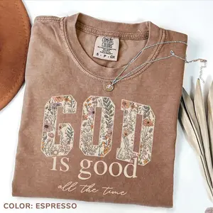 Comfort Colors God Is Good Christian Vintage Graphic T shirt Religious T-shirt For Women Bible Verse Tee Gift Girly Faith Christian Trendy Outfits Gift For Women, Cotton Fablic