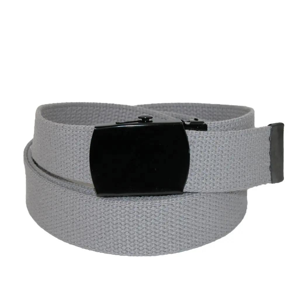 CTM Fabric Adjustable Casual Web Belt - Removable Military Buckle, Cut-to-Size Waist Strap