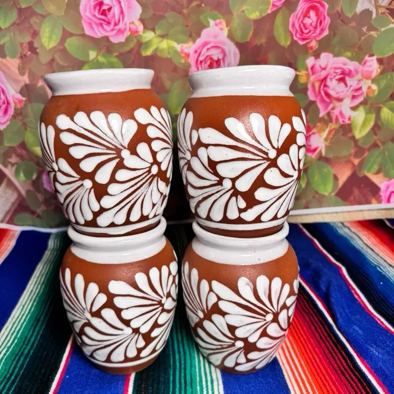 Cantarito de 1 litro terracota con blanco sets de 2,4 y 6 Cantarito de 1 litro terracota con blanco sets de 2,4 y 6