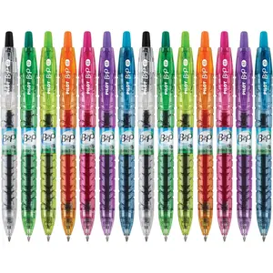 B2P Colors  Bottle to Pen Refillable  Retractable Rolling Ball Gel Pen Made From Recycled Bottles, Fine Point, Assorted Color G2 Inks, 14Pack (15355)
