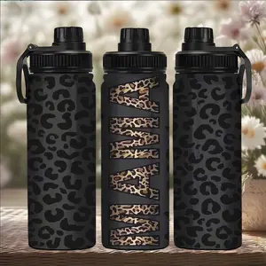 20oz Stainless Steel Travel Mug Thermo Tumbler with Leopard Print Design, Dual Layer Vacuum Insulated Cup for Outdoor Sports, Christmas Gift Idea
