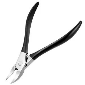 Black Manicure Cuticle Nippers Stainless Steel Cuticle Remover Nippers Rubber Professional Pedicure-Cuticle Remover Tools 4mm Rubber Coated Handle Manicure Tools