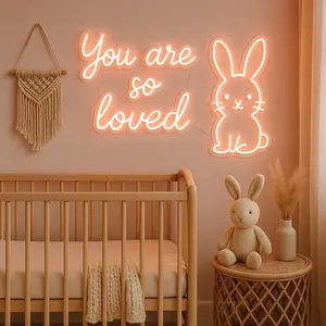 You Are So Loved Bunny Neon Sign – LED Nursery Wall Decor | Neon Vibes