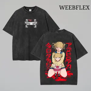 Toga Himiko My Hero Academia Oversized Vintage Washed T-Shirt, Anime Manga Streetwear Graphic Tee, Heavyweight Cotton, Otaku Aesthetic Retro Style