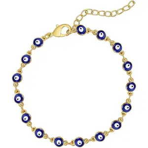 BloomWish S Evil Eye Bracelets Blue Eye Ojo Hamsa Jewelry Dainty Gold Link Bracelets for Women Lucky Turkish Protection Trendy Birthday Jewelry Gifts