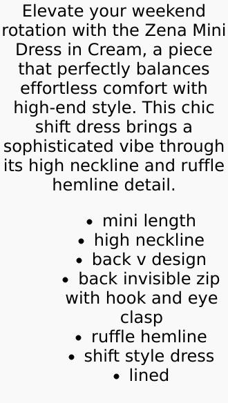 Zena Mini Dress - Cream