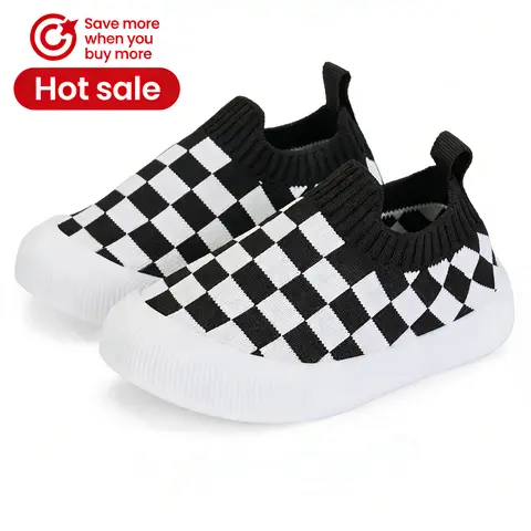 Toddler Slip-On Shoes for Boys & Girls - First Walker, Prewalker, Stretchy Nylon Knit, Anti-Skid Soft Rubber Sole, Breathable Warm, Elastic Sock Design, Memory Sole, Toe Protection, Indoor-Outdoor Sneakers