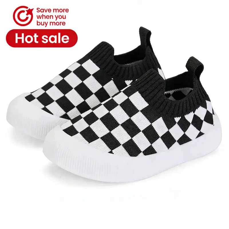 Toddler Slip-On Shoes for Boys & Girls - First Walker, Prewalker, Stretchy Nylon Knit, Anti-Skid Soft Rubber Sole, Breathable Warm, Elastic Sock Design, Memory Sole, Toe Protection, Indoor-Outdoor Sneakers