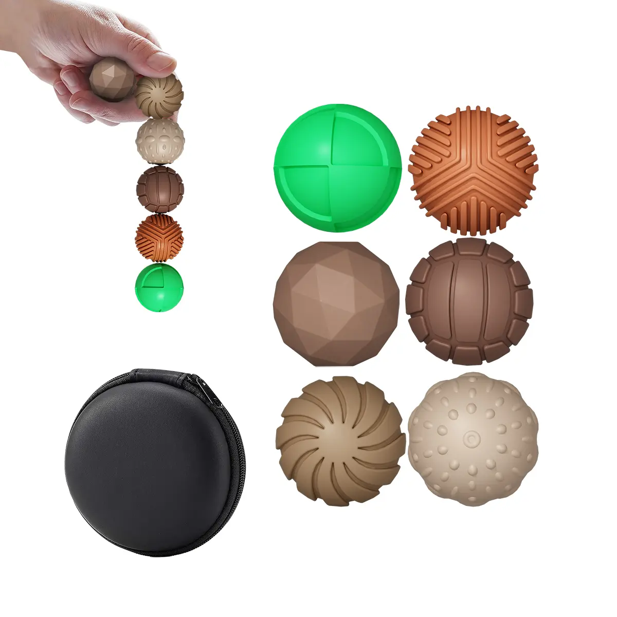 Fidget Ball Toy, Soft Squishy Silicone Sensory StressRelief Toy for Adults, Teens with Autism, ADHD, Anxiety,Fun Textures Roller Travel Toys Gift Magnetic Silicone Balls