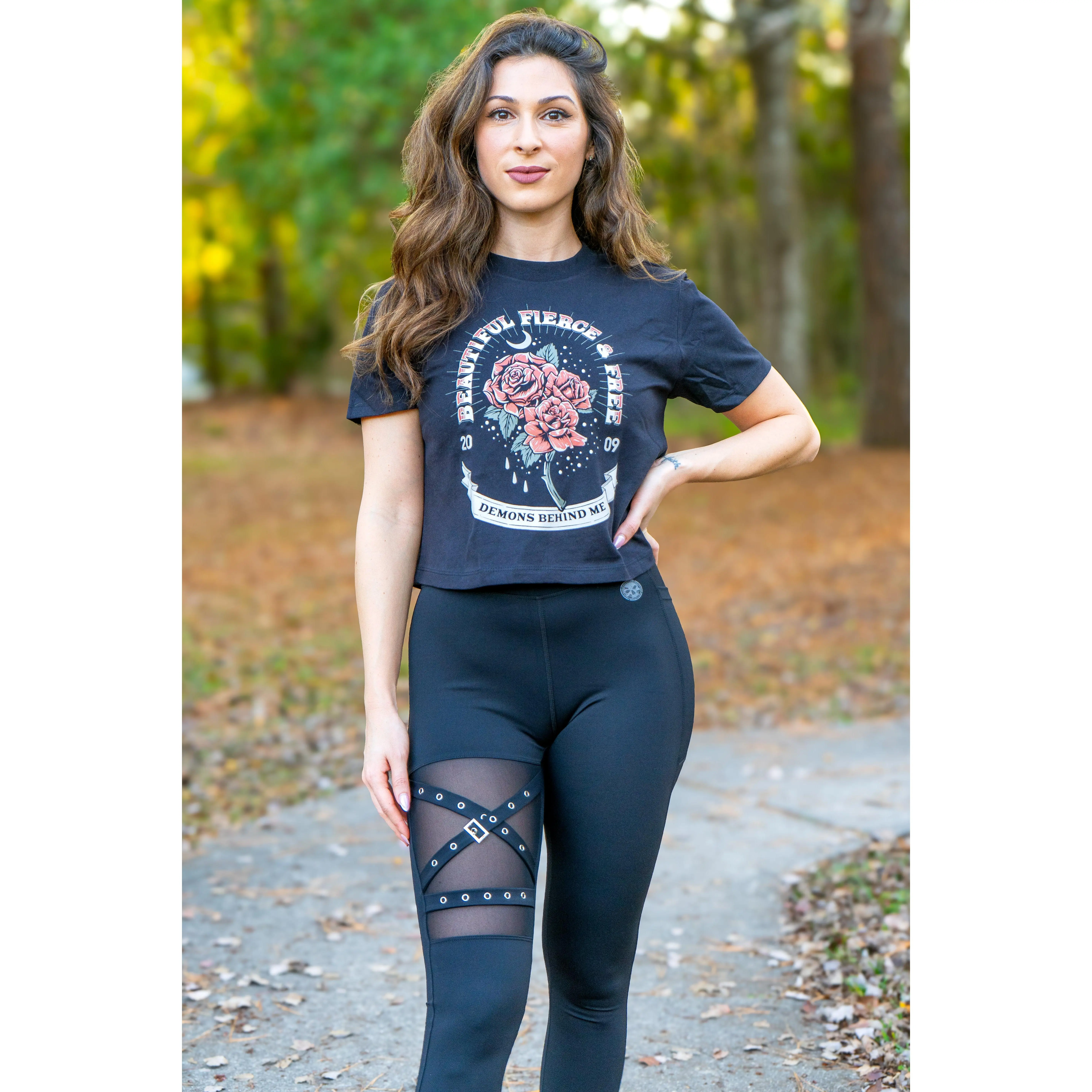 Buckle & Mesh Black Mid-Waist Ultra Premium Leggings