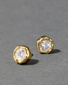 Asterales Molten Bezel Stud Earring- Gold