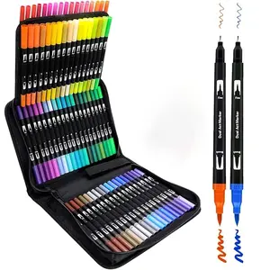 72 Color Dual Tip Marker Pen Set with Storage Bag, Waterproof Brush Marker Pen, Multipurpose Art Marker Pen Set for School & Office, Art Drawing Supplies, Coloring Materials Set
