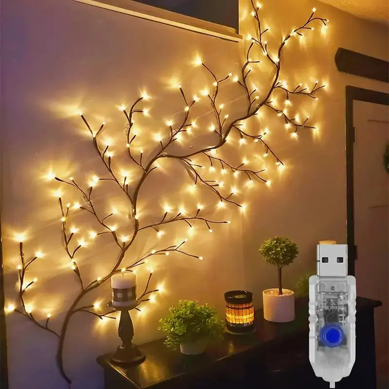 96 LED Branch Light, USB Powered DIY Bendable Tree Branch Design Night ...