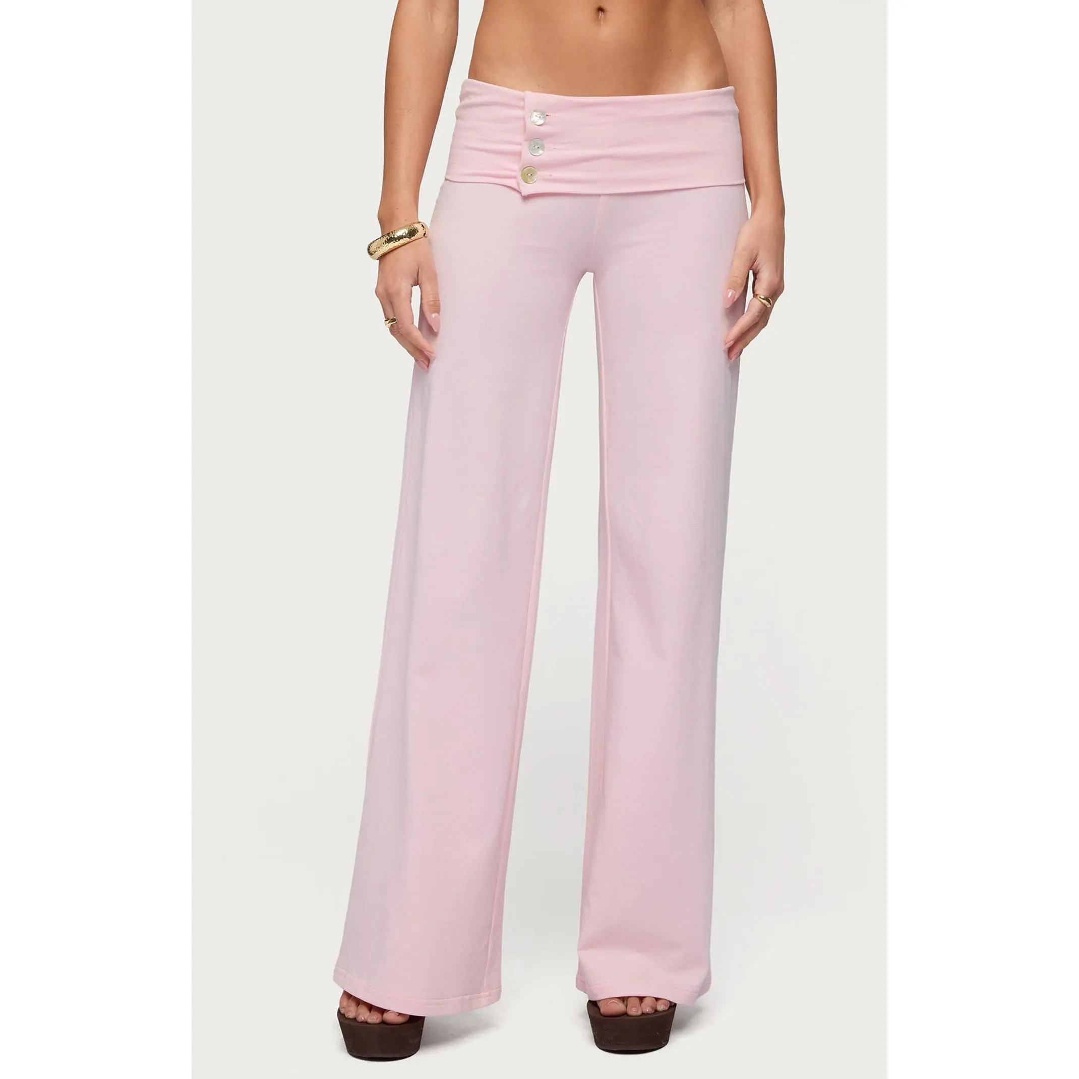Edikted Women's Poppy Foldover Wide Leg Pants