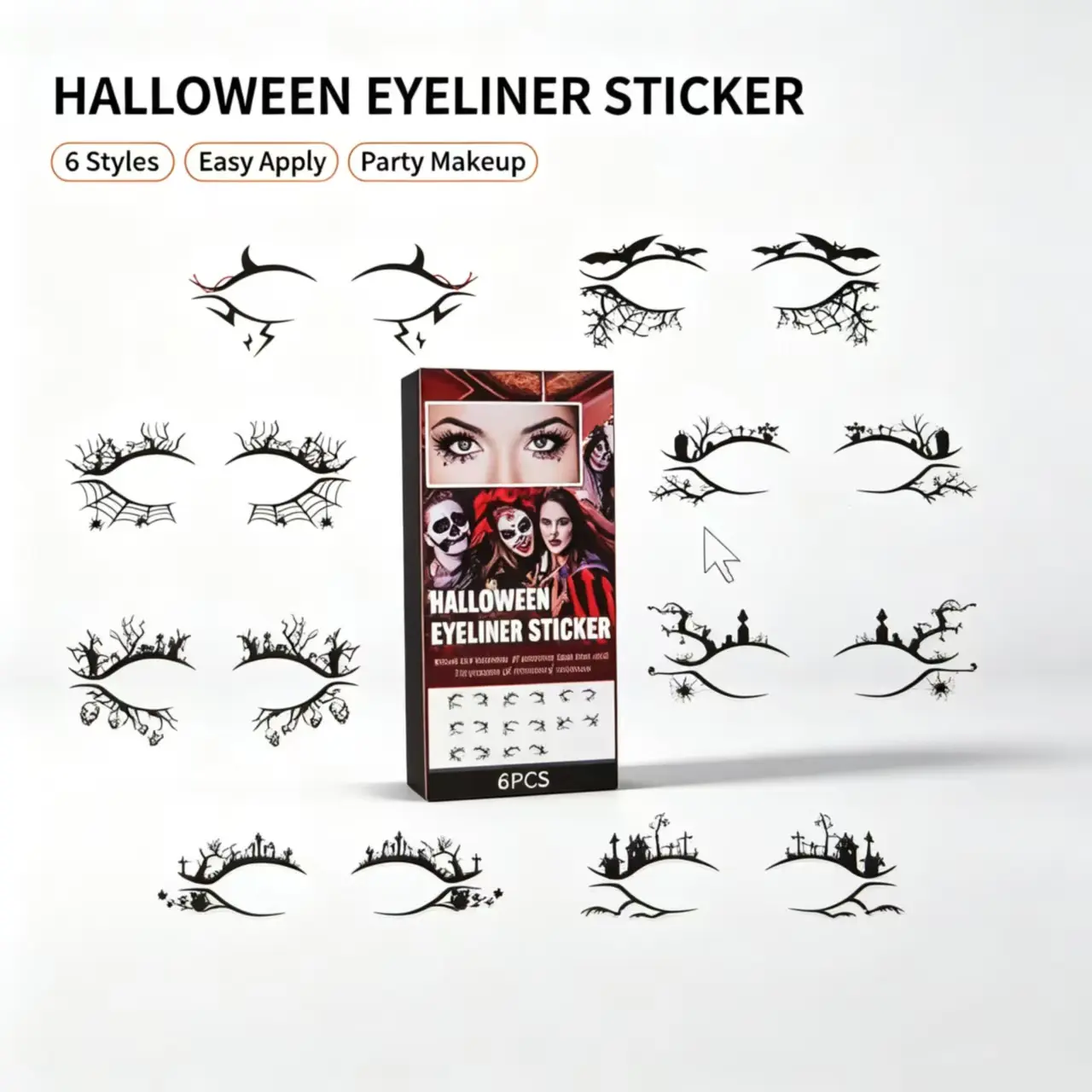 Bat Spider Eye Liner Stickers, Horror Fashion Eye Makeup Decoration Stickers, Reusable Eye Shadow Decorative Stickers for Halloween Party Cosplay,luxury,marshalls,creative,beyond,clean,beauty,duoface,brush,cleaner,cluster,kit,,sponge,,mini,bag,blendin,elf
