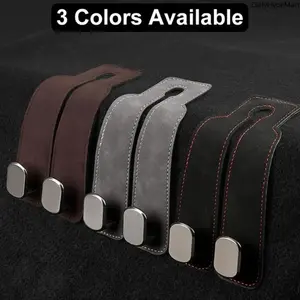 Car Seat Back Storage Hook Double Hanger for Handbag Purse & Coat Organization 2 Pack Suede Leather 360° Rotatable Hooks for Front & Back Seat Use