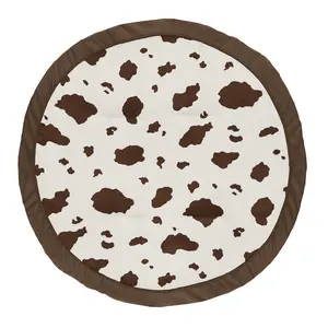Sweet Jojo Designs Cow Print Girl Boy Gender Neutral Baby Play Mat Tummy Time Activity Infant Playmat Playpen Tent Teepee Floor Brown Vintage Animal Print for Western Cowgirl Wild West Southwest